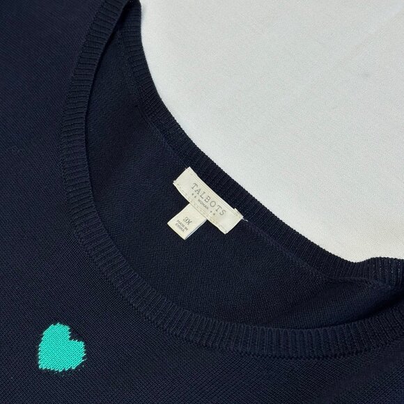 Talbots Womens Heart Knit Sweater Size 3X Multicolor Crewneck Preppy Valentines - Picture 5 of 6